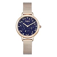 Women's Wristwatch, Stylish, Star, Women’s Watch, Crystal, Made in Japan, Quartz, Gift (1) Rose Gold), ①Rose gold, Bracelet Type