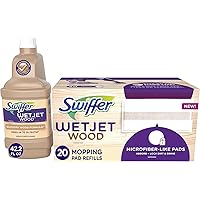 WetJet Mops for Floor Cleaning, Hardwood Floor Cleaner, Mopping Refill Bundle, Includes: 20 Pads, 1 Cleaning Solution