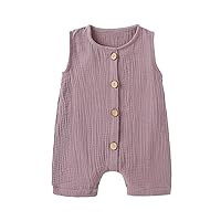 Infant Newborn Baby Boys Girls Cotton Linen Romper Summer Jumpsuit Sleeveless Overalls Clothing Set