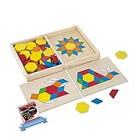 Melissa & Doug Pattern Blocks and Boards: Classic Toy Bundle with 1 Theme Compatible M&D Scratch Fun Mini-Pad (90029)