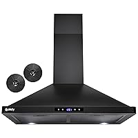 AKDY Convertible Kitchen Wall Mount Range Hood in Black Painted Stainless Steel with Lights and Carbon Filters (30 in.)