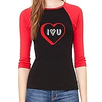 Woman's Valentine's Day Raglan Shirt, Woman's Raglan Shirts, Valentines Shirts - I Heart U