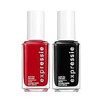 essie Expressie Quick Dry Nail Polish Best Sellers Set, Seize The Minute, Red Nail Polish, Now Or Never, Black Nail Polish, Gifts For Women And Men, 0.33 Oz Each