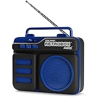 Dolphin Retrobox Mini RTX-10 - Bluetooth Speakers with FM Radio, USB Drive, Micro SD Card MP3 Player, 3.5mm Aux Jack - Rechargeable Music Device, Up to 12 Hours Play Time, 2
