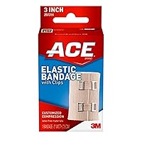 3 Inch Elastic Bandage with with Clips, Beige, Great for Elbow, Ankle, Knee and More, 1 Count