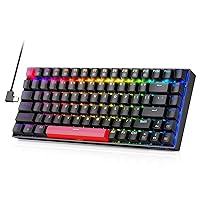 Mechanical Keyboard, Full RGB 75% Gaming Keyboard with Red Switches, Macro Editor Wired Keyboard 84 Keys for Windows Mac PC Laptop Tablet, K629-RGB