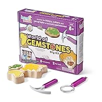 hand2mind World of Gemstones Dig Kit, 8 Real Gemstones to Uncover, Gemstone Display Case, Gem Digging Kit for Kids, Gem Dig Kit, Geology for Kids, Dig Kits for Kids, Fun Homeschool Supplies