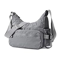 Oichy Anti Thief Crossbody Bag for Women Waterproof Shoulder Bag Messenger Bag Casual Nylon Purse Handbag Pocketbooks (Grey)