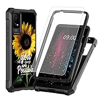 Bible Sunflowers Design for TCL ION X T607DL Phone Case with Tempered Glass Screen Protector, 2 Layers Shockproof TPU Corner + Built-in Frame Bumper Case for TCL 40Z/TCL ION V