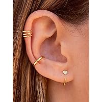 Earrings for Women- 3pcs Heart Decor Earring Birthday Valentine's Day (Color : Gold)