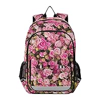 ALAZA Pink Rose Flower Laptop Backpack Purse for Women Men Travel Bag Casual Daypack with Compartment & Multiple Pockets