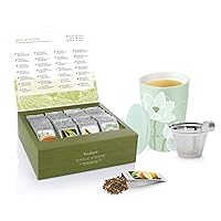 Tea Forte Lotus Kati Tea Infuser Cup + Single Steeps Tea Chest Loose Tea Sampler Bundle