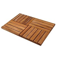 Utoplike Teak Wood Bath Mat, Wooden Shower Mat for Bathroom, 24 x 16 inch Non Slip Wood Floor Sturdy Mat for Inside Shower Luxury Spa Home or Outdoor