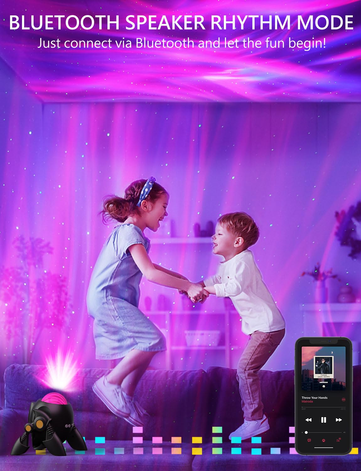 YOVAKO Star Projector, Night Light Projector with Music Speaker, Galaxy Projector with Remote Control, Aurora Projector with White Noise, Ceiling Projector Lights for Bedroom, Kids, Adults, Party