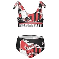 Baseball American Flag Baseball Team Girls Swimsuits Kids Bikini Sets 2 Pcs Bathing Suit for 3T