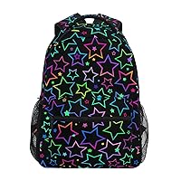 ALAZA Rainbow Stars Starry Backpack Purse with Multiple Pockets Name Card Personalized Travel Laptop School Book Bag, Size M/16.9 in