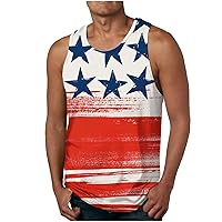 Patriotic Tank Tops for Men 4th of July Shirts Sleeveless Casual Workout Tanks Star Striped Print T-Shirt Clothes