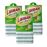 Libman Wet & Dry Microfiber Mop Refills | Dust Mop for Hardwood Floors | Wall Mop | Mops for Floor Cleaning | 3 Total Microfiber Mop Pads Included 10.5 in. x 6.5 in, Green & White