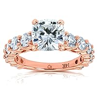 Kobelli Cushion Moissanite (GH) Engagement Ring 3 2/5 CTW 14k Rose Gold