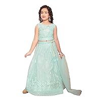 Trendy Ocean Net Girls Indian Festival Thread Work Kids Lehenga Choli 5828