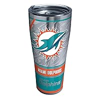 Tervis NFL Miami Dolphins - Edge Triple Walled Insulated Tumbler Travel Cup Keeps Drinks Cold & Hot, 30oz Legacy, Stainless Steel