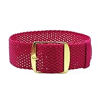 20mm Rose Red Perlon Braided Woven Watch Strap with Golden Buckle