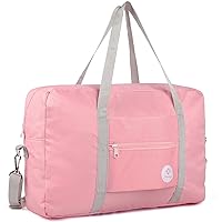 Narwey For Spirit Airlines Foldable Travel Duffel Bag Tote Carry on Luggage Sport Duffle Weekender Overnight for Women and Girls (3112 Pink ( with Shoulder Strap))