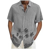 Mens Short Sleeve Corduroy Shirt Casual Button Down Shirts Summer Beach Shirt Basic Fit Lapel Casual Tee Tops