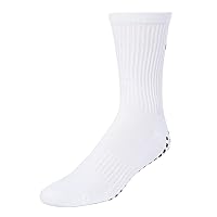 Capelli Sport Crew Socks with Grips, Athletic Non Slip Grip Sock Pair for Men and Women, White, Large