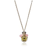 Betsey Johnson Bumble Bee Pave Bear Pendant Long Necklace