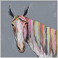GreenBox Art + Culture GreenBox-Horse On Gray 14x14 Canvas Wall Art, by Eli Halpin