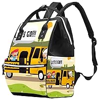 School Bus Diaper Bag Backpack Baby Nappy Changing Bags Multi Function Large Capacity Travel Bag