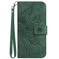 XYX Wallet Case for Samsung S10e, Emboss Half Flower Floral PU Leather Flip Protective Case with Wrist Strap Kickstand for Galaxy S10e, Green