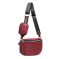 Like Dreams Small Unisex Crossbody Bag, Lightweight Nylon Utility Fanny Pack Purse, Adjustable and Detachable Long Strap, Detachable Coin Pouch, Multifunctional Bag for Outdoor (Red)