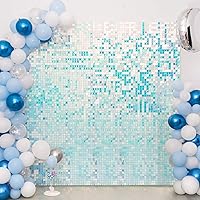 Kate 24pcs/Set Assembled Rainbow Blue Shiny Sequins Wall Backdrop Panels Shimmer Photography Props for Birthday Wedding Party Decoration 30x30cm