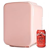 HealSmart 4L/6 Can Mini Fridge, Freon-Free Portable Cooler & Warmer Refrigerator for Skincare, New Pink