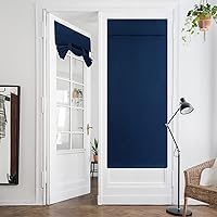 HOMEIDEAS Navy French Door Curtains Blue Privacy Blackout Door Curtains, 26 X 68 Inch Room Darkening Curtains for Glass Door, Thermal Insulated Tie Up Shades Window Curtains for Bedroom, 1 Panel