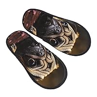 Cry Pug Print Furry Slipper For Women Men Winter Fuzzy Slippers Soft Warm House Slippers For Indoor Outdoor Gift