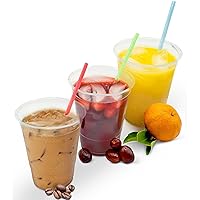 [100 Cups - 16 oz.] Clear Plastic Cups - Ice Coffee Juice Smoothie Disposable Recyclable To Go Cups for Iced, Cold, Frozen, Cool or Room Temperature Beverages