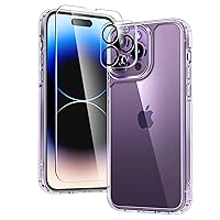 TAURI for iPhone 14 Pro Case, [5 in 1] 1X Clear Case [Not-Yellowing] with 2X Screen Protectors + 2X Camera Lens Protectors, [Military Grade Drop Protection] Slim Shockproof Case for iPhone 14 Pro