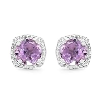 1.46 Carat Genuine Amethyst .925 Sterling Silver Earrings