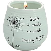 Smile & Make A Wish Happy 50th Birthday Soy Wax Candle, 8 oz, 3.5 Inch Tall