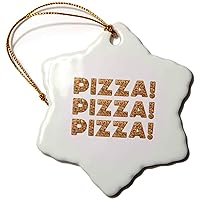 3dRose Pizza Pizza Pizza - Pizza Decorated Text Art, Typography on White - Ornaments (orn-340624-1)