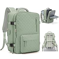 VECAVE Travel Carry on Laptop Backpack for Women Men, Flight Approved Backpack, Waterproof Sports College bag Casual Daypack for Weekender Business Hiking with Shoe Compartment Green