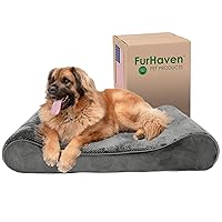 Furhaven Orthopedic Dog Bed for Large Dogs w/ Removable Washable Cover, For Dogs Up to 150 lbs - Minky Plush & Velvet Luxe Lounger Contour Mattress - Gray, Jumbo Plus/XXL