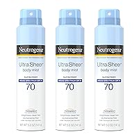 Neutrogena Ultra Sheer Body Mist SPF 70 Sunscreen Spray, Broad Spectrum UVA/UVB Protection, Lightweight, Non-Greasy Water Resistant Body Sunscreen Mist, Non-Comedogenic, 5 oz