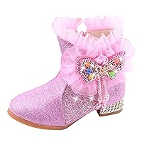 Toddler Girls Booties Little Kid Shoes Short Boots Girls Boots Cotton Shoes Princess Shoes Shoes for Girls Size 4