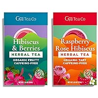Hibiscus Berries Herbal Tea & Raspberry Rose Hibiscus Tea Set - Natural Loose Leaf Tea with No Artificial Ingredients - Brew As Hot Or Iced Tea