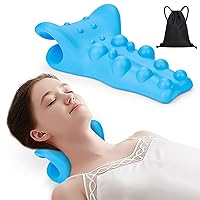 BL02 Neck and Shoulder Relaxer with Upper Back Massage Point, Cervical Traction Device Neck Stretcher for TMJ Pain Relief and Cervical Spine Alignment Chiropractic Pillow Blue