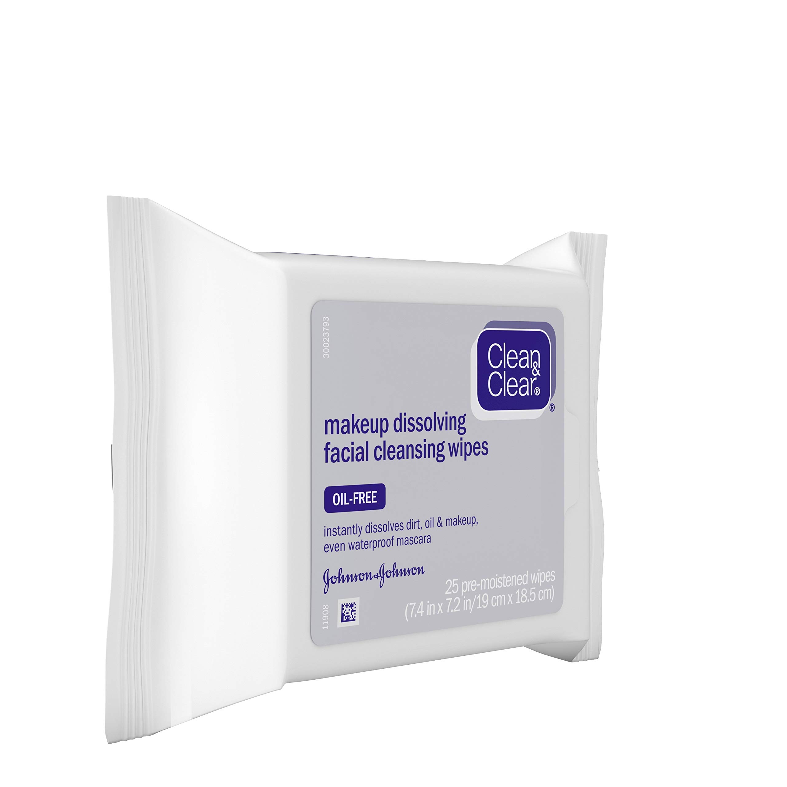 Clean & Clear Oil-Free Makeup Dissolving Facial Cleansing Wipes to Remove Dirt, Oil, Makeup & Waterproof Mascara, 25 ct.